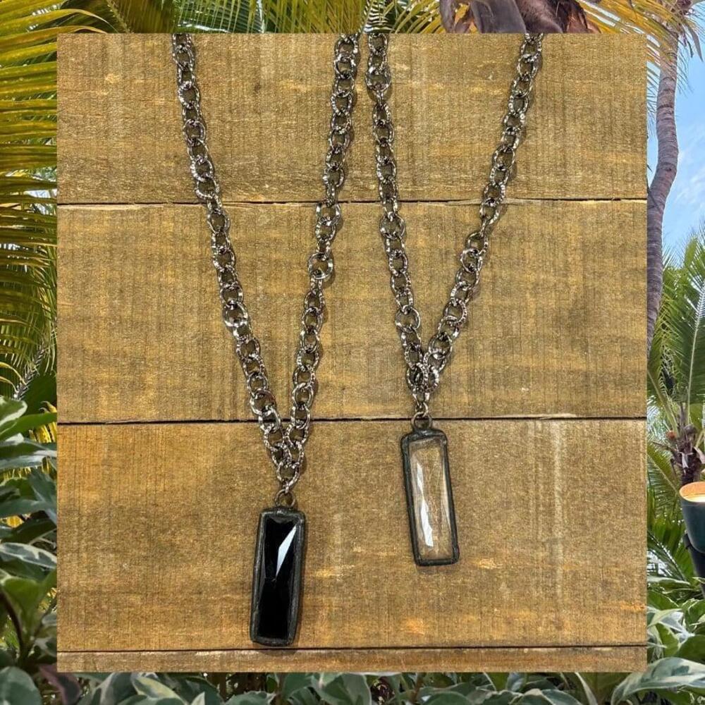 Lula n lee silver Necklace black large penant boho witch